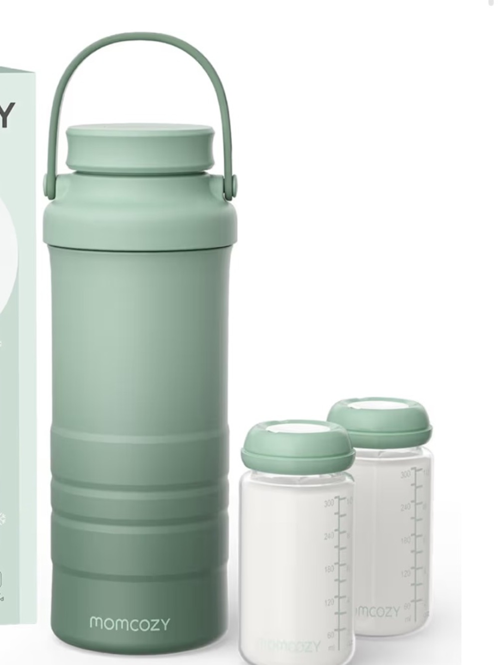 Momcozy Mint Green Insulated Bottle Set with Two Feeding Bottles